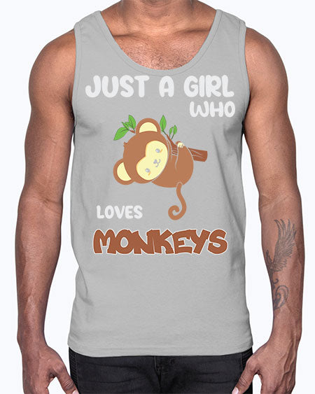 Just a Girl Who Loves 8#- monkey- Cotton Tank