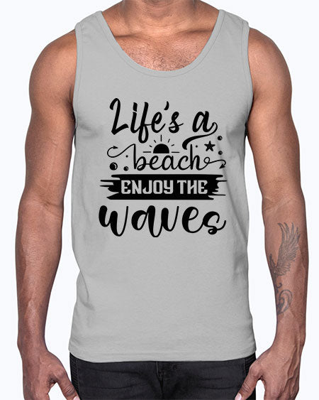 Lifes a beach enjoy the waves 01#- summer- Cotton Tank