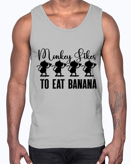 Monkey likes to eat banana - monkey- Cotton Tank