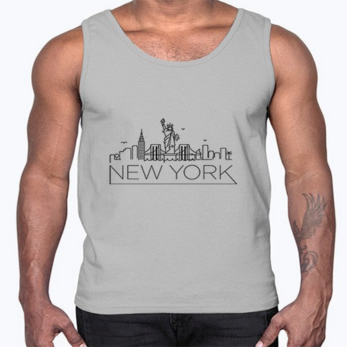 New York Minimal Skyline 1468#- cities- Cotton Tank