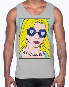 No Worries 956#- art pop art- Cotton Tank