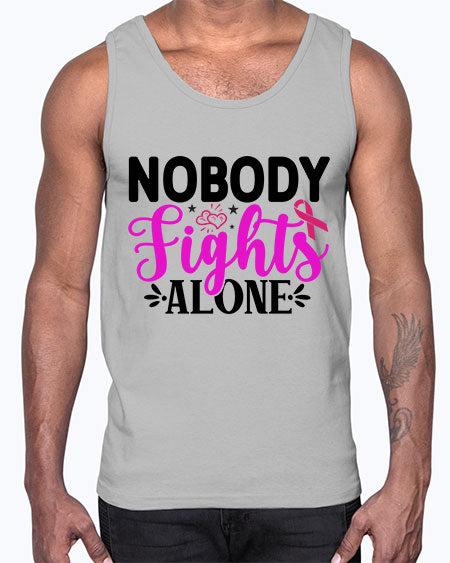 Nobody Fights Alone 12#- breast cancer- Cotton Tank