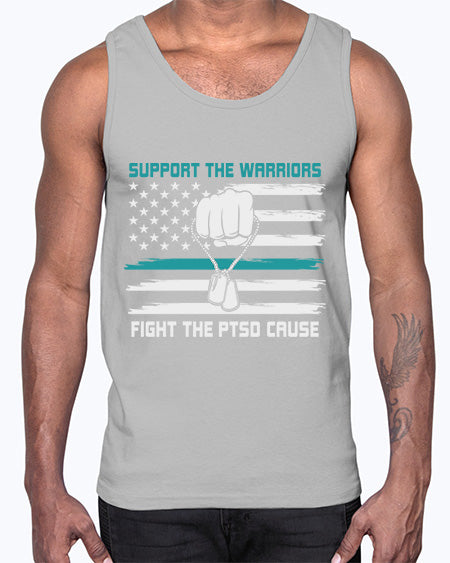 PTSD Awareness Military Teal Ribbon 11#- PTSD- Cotton Tank