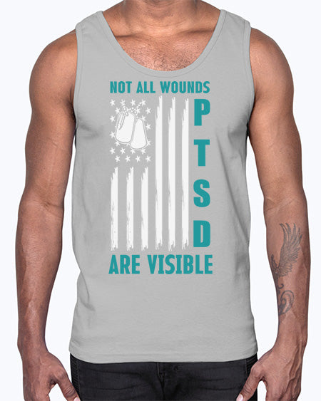 PTSD Awareness Not All Wounds 8#- PTSD- Cotton Tank