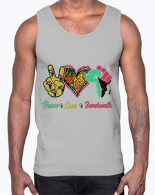 Peace Love Juneteenth Day Fist Png 8#- black juneteenth- Cotton Tank