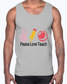 Peace Love Teach 1303#- teacher- Cotton Tank