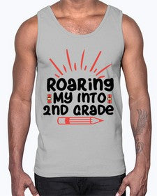 Roaring My Into second Grade 762#- second grade- Cotton Tank