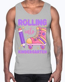 Rolling into Kindergarten 787#- kindergarten- Cotton Tank