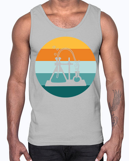 ScientistRetroSunsetScientistSkinite Scientist Skinite 39#- general science- Cotton Tank