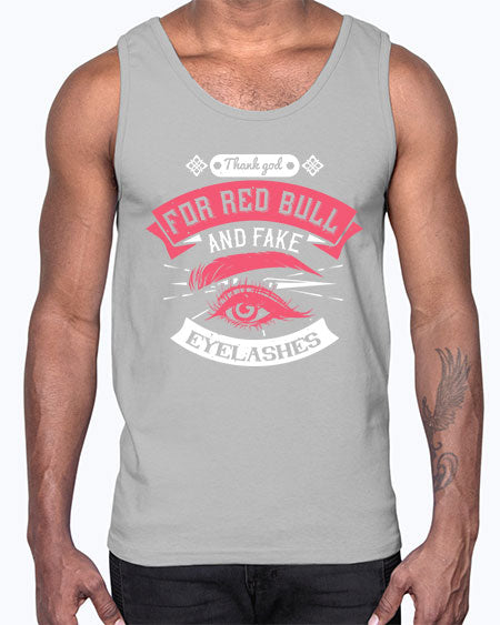 Thank god for Red Bull and fake eyelashes Style 185#-makeup Cotton Tank