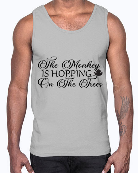 The monkey is hopping on - monkey- Cotton Tank