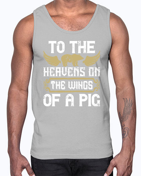 To the heavens on the wings of a pig Style 14#- pig- Cotton Tank