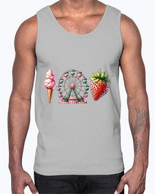 Watercolor Strawberry Fair 1693#- strawberry- Cotton Tank