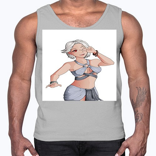 White hair girl wearing summer outfit 40#- anime- Cotton Tank
