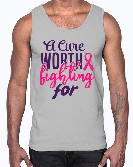 a cure worth fighting for Style 17#- breast cancer- Cotton Tank
