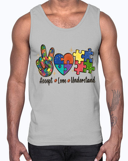 accept love understand 2#- autism- Cotton Tank