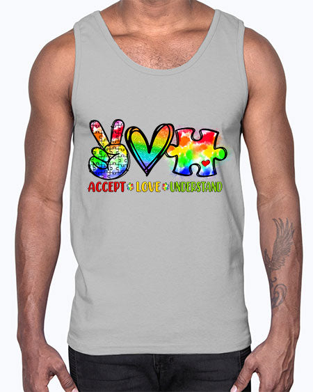 accept love understand- autism- Cotton Tank