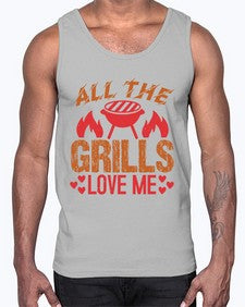 all the grills love me 17#- bbq- Cotton Tank