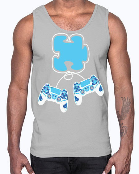 autism awareness gamer puzzle piece 11#- autism- Cotton Tank