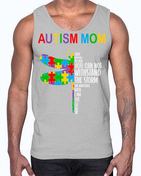 autism mom dragonfly puzzle pieces 47#- autism- Cotton Tank