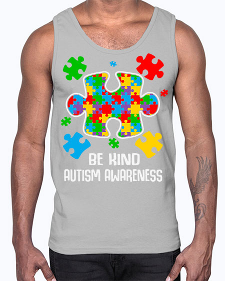 be kind puzzle pieces autism 71#- autism- Cotton Tank