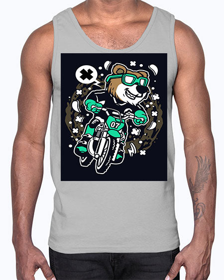 bear motocross rider 37#- bears - animals- Cotton Tank
