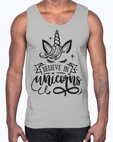 believe in unicorns black 55#- unicorn- Cotton Tank