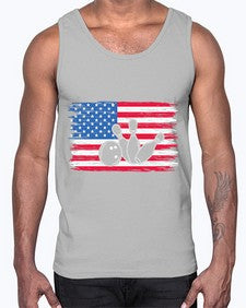 bowling pins usa flag american 278#- bowling- Cotton Tank