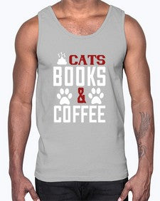 cats books and coffee Style 38#- cats- Cotton Tank