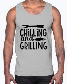 chilling and grilling 726#- bbq- Cotton Tank