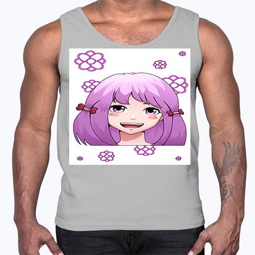 cute ponytails purple hair girl 63#- anime- Cotton Tank