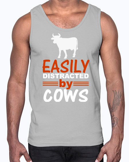 easily distracted by cows Style 4#- cow- Cotton Tank