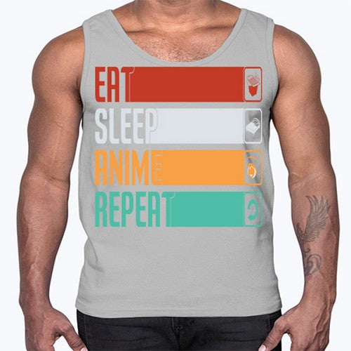 eat sleep anime repeat225#- anime- Cotton Tank