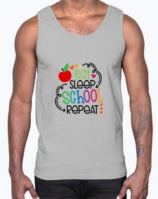 eat sleep school repeat 45#- general school- Cotton Tank