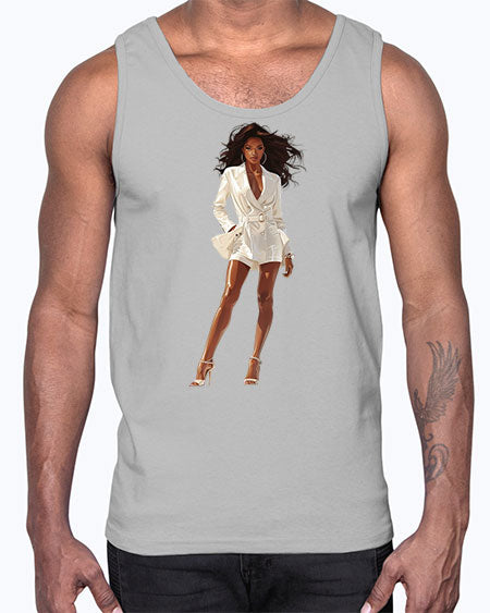 fashion girl in white 86#-  fashion- Cotton Tank