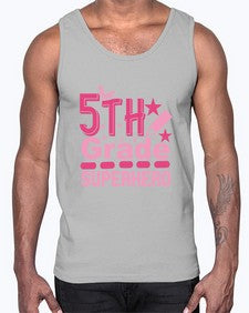 fifth Grade Superhero 92#- fifth grade- Cotton Tank