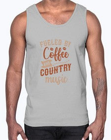 fueled by coffee and country music 468#- western- Cotton Tank