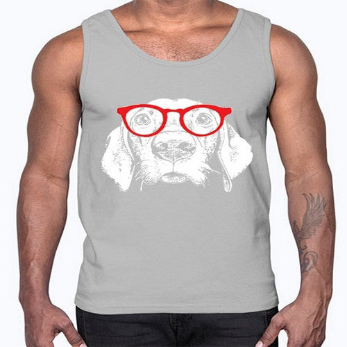 glass dog 145#- dogs- Cotton Tank