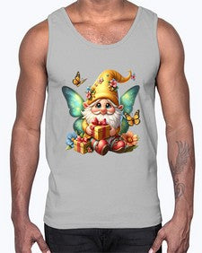 gnome with butterfly 07#- gnome- Cotton Tank