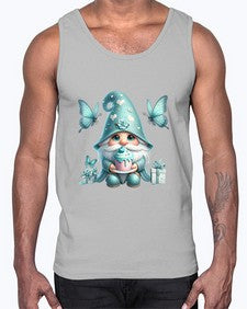 gnome with butterfly 10#- gnome- Cotton Tank