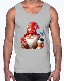 gnome with butterfly 12#- gnome- Cotton Tank