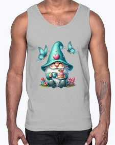 gnome with butterfly 14#- gnome- Cotton Tank