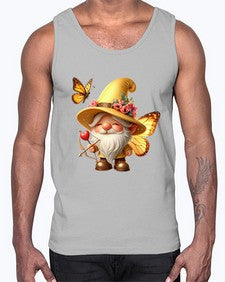 gnome with butterfly 27#- gnome- Cotton Tank