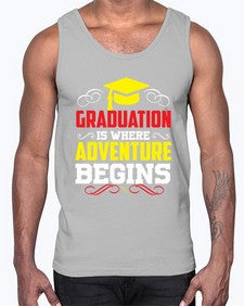 graduation is where adventure beings 226#- graduation- Cotton Tank