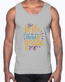 hello third grade 344#- third grade- Cotton Tank