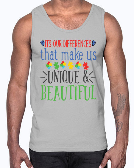 its our differences that make us unique beautiful Style 27#- autism- Cotton Tank