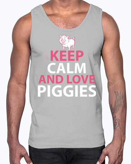 keep calm and love piggies Style 47#- pig- Cotton Tank