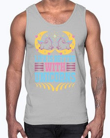 life is better with unicorns 254#- unicorn- Cotton Tank