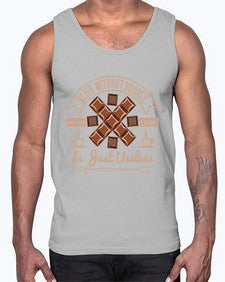life without books chocolate coffee is just useless 318#- chocolate- Cotton Tank