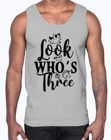 look whos three 265#- unicorn- Cotton Tank
